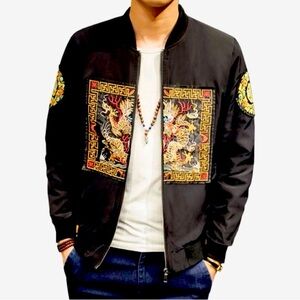 Embroidered Dragon Bomber Jacket